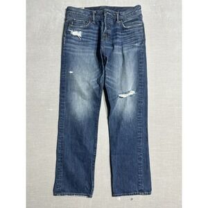 EUC Abercrombie & Fitch Straight Fit Jeans Blue Denim Mens 32x32 Distressed